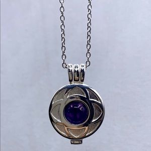 AMETHYST Sterling silver Locket & Stone pendent.